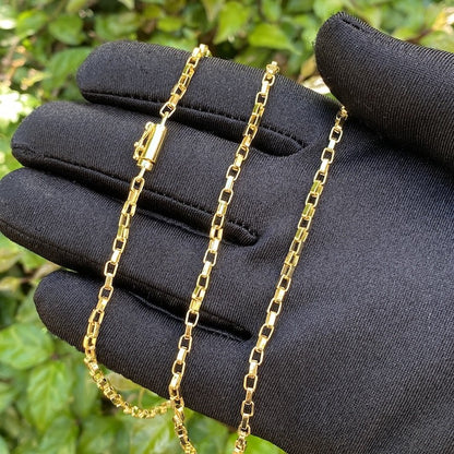 Corrente Cartier Cubinho 2,3mm 70cm (12g) (Fecho Canhão) (Banho Ouro 24K)