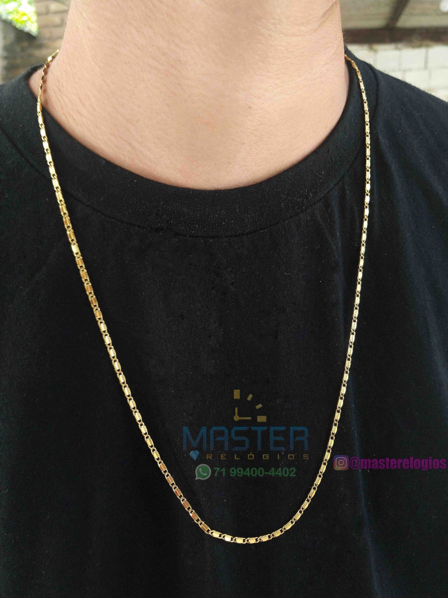 Corrente Piastrine 4 banhada a 10 milesimos de ouro 18k 70cm