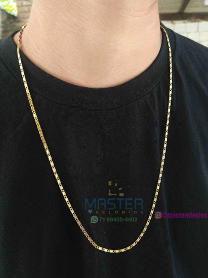 Corrente Piastrine 4 banhada a 10 milesimos de ouro 18k 70cm