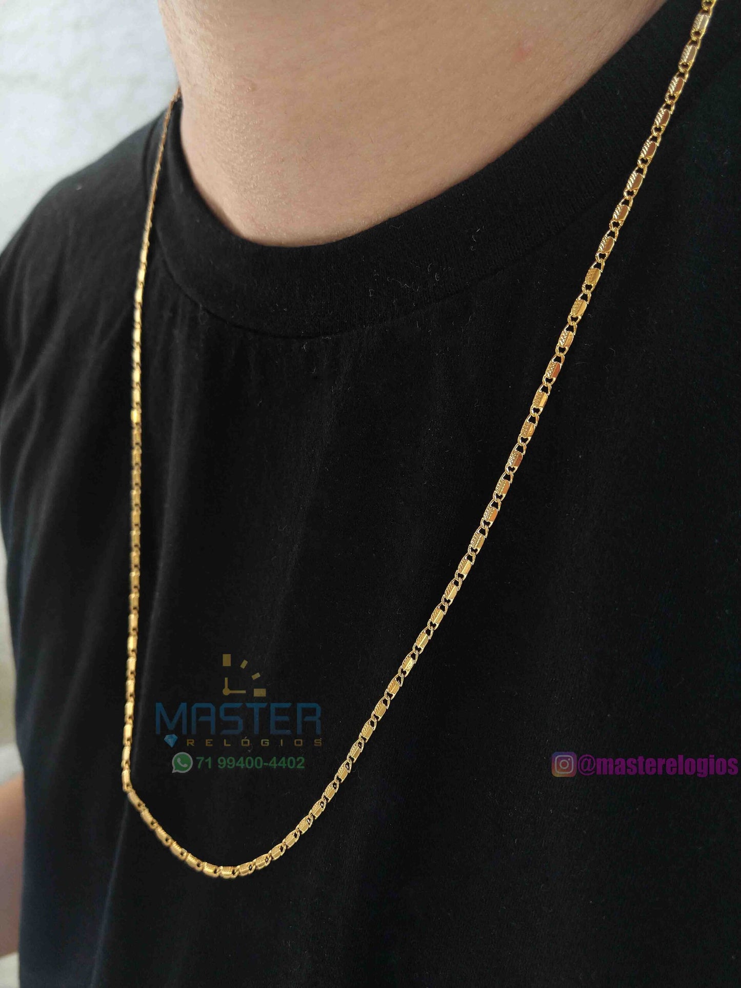 Corrente Piastrine 4 banhada a 10 milesimos de ouro 18k 70cm