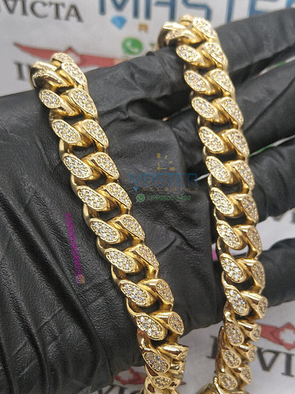 Corrente Cravejada 250g banhada a 10 milesimos de ouro 18k 60cm