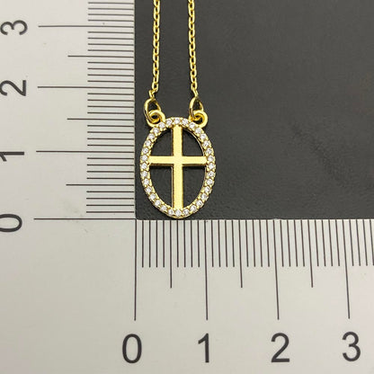 Escapulário Cruz e São Bento 60cm Carrier (Banho Ouro 24k)