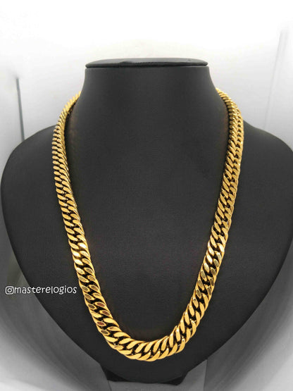 Corrente Grumet 9mm 109g banhada a 10 milesimos de ouro 18k 70cm