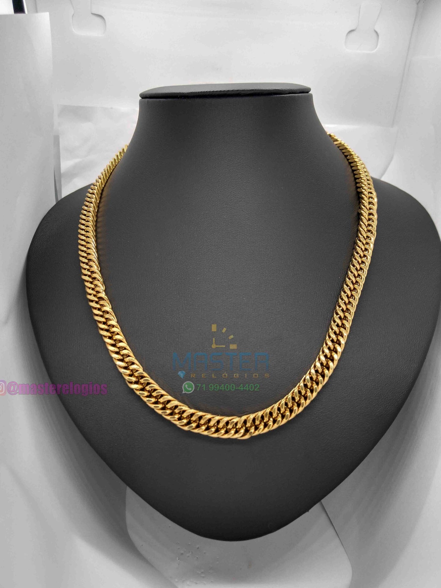 Corrente Grumet 9mm 109g banhada a 10 milesimos de ouro 18k 70cm