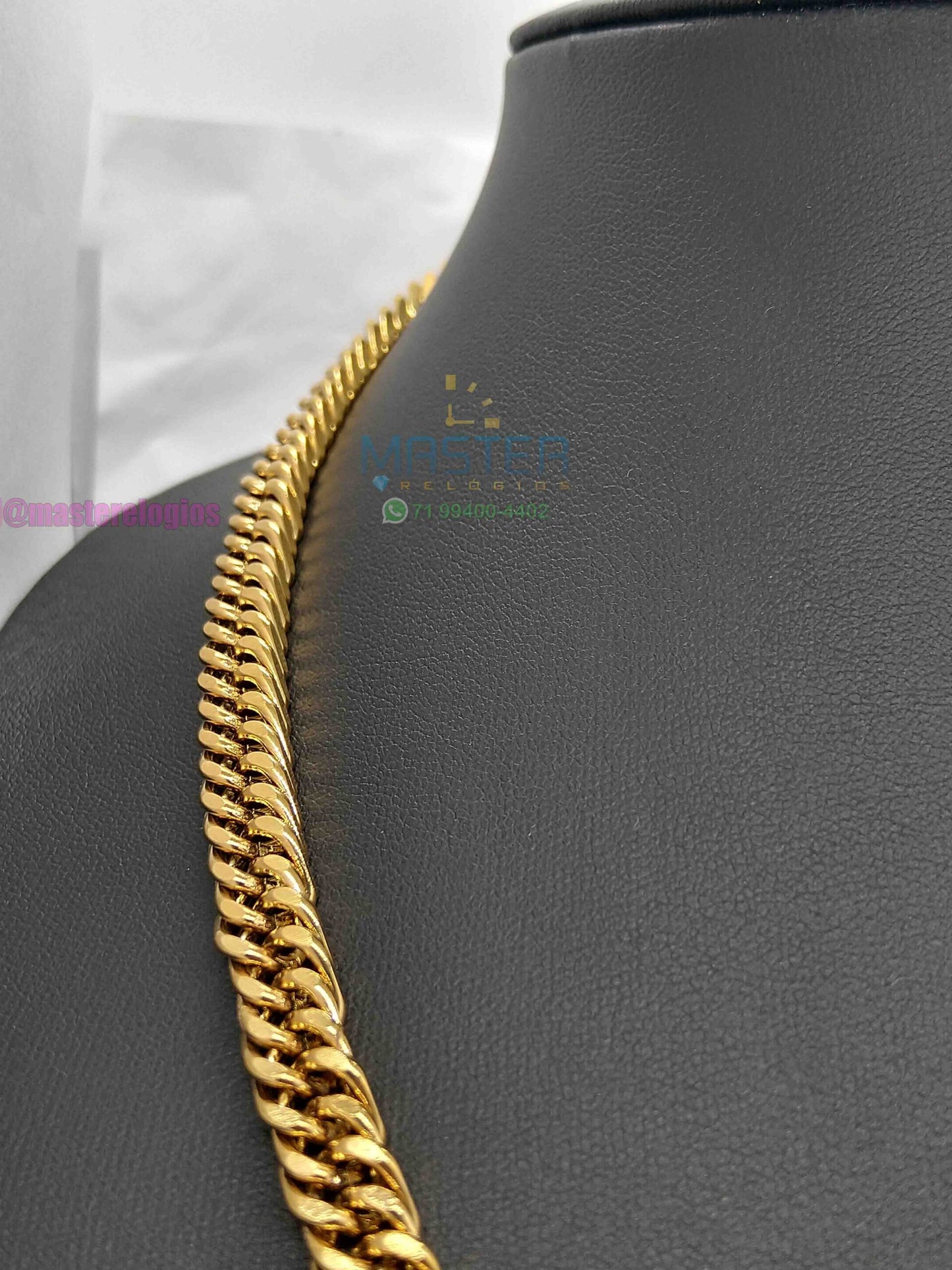 Corrente Grumet 9mm 109g banhada a 10 milesimos de ouro 18k 70cm