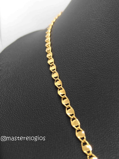 Corrente Piastrine 6 banhada a 10 milesimos de ouro 18k 70cm