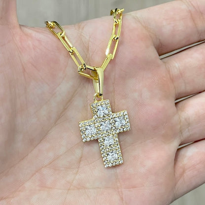 Pingente Cruz 6 Pedras Cravejada