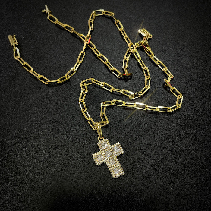 Pingente Cruz 6 Pedras Cravejada