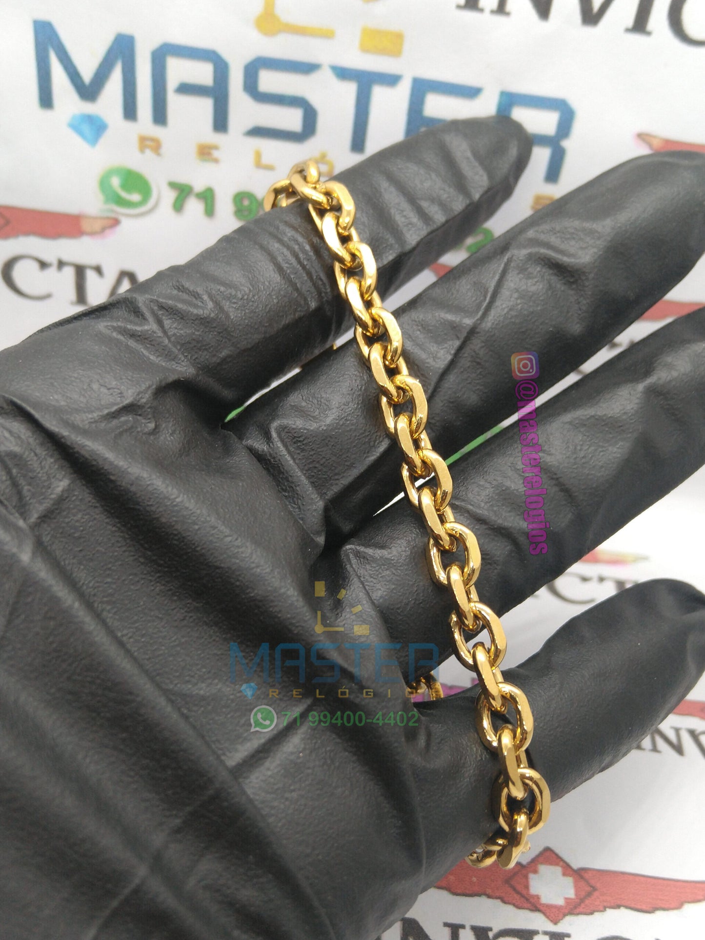 Pulseira cadeado 21cm 7mm banhada a 10 milesimos de ouro 18k