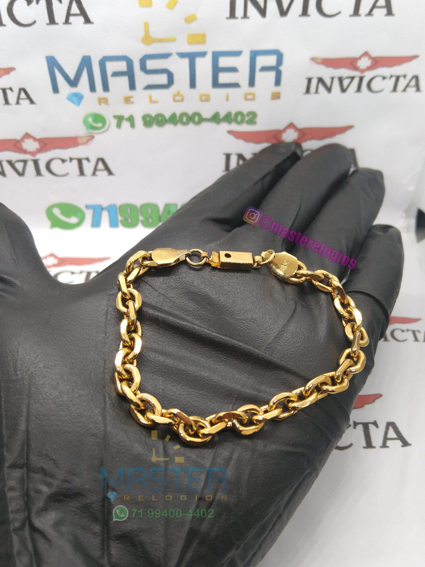 Pulseira cadeado 21cm 7mm banhada a 10 milesimos de ouro 18k