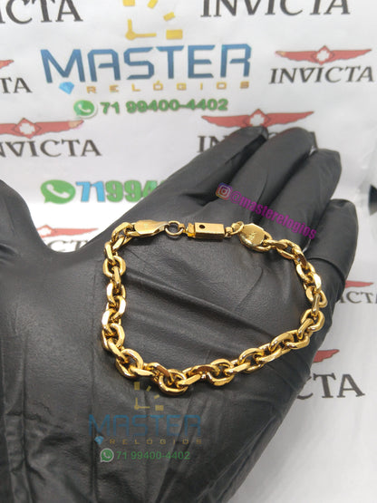 Pulseira cadeado 21cm 7mm banhada a 10 milesimos de ouro 18k