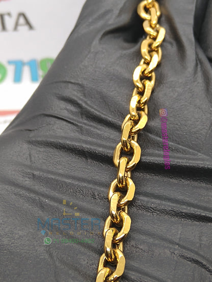 Pulseira cadeado 21cm 7mm banhada a 10 milesimos de ouro 18k