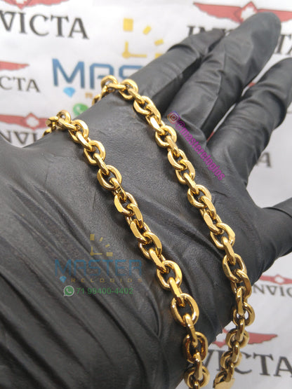 Pulseira cadeado 21cm 7mm banhada a 10 milesimos de ouro 18k