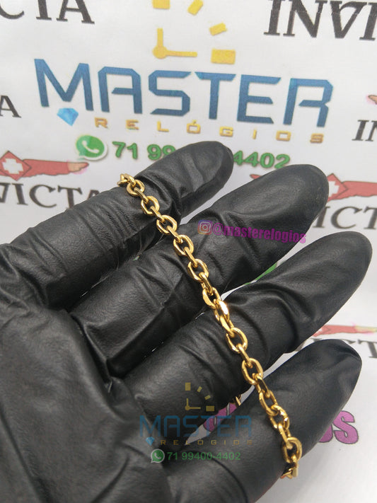 Pulseira cadeado 21cm 4mm banhada a 10 milésimos de ouro 18k