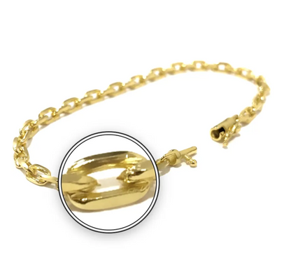 Pulseira Carrier Cadeado 4mm 20cm (Fecho Canhão) (8,2g) (Banho Ouro 24k)