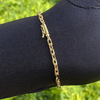 Pulseira Carrier Cadeado 4mm 20cm (Fecho Canhão) (8,2g) (Banho Ouro 24k)