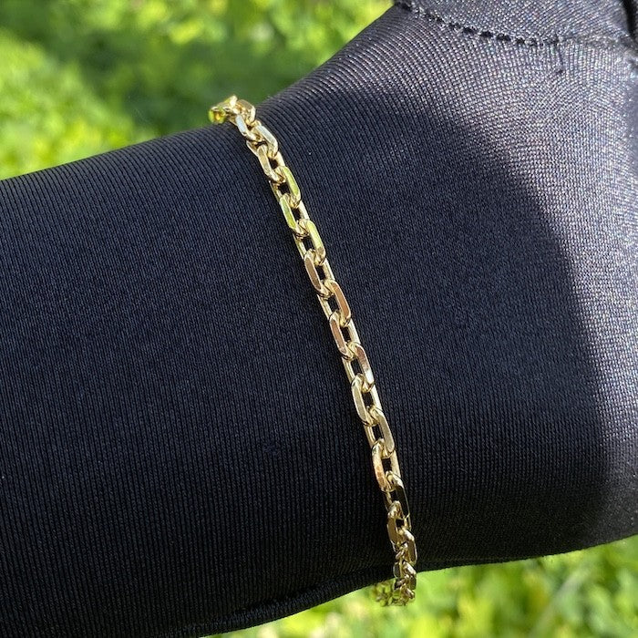 Pulseira Carrier Cadeado 4mm 20cm (Fecho Canhão) (8,2g) (Banho Ouro 24k)