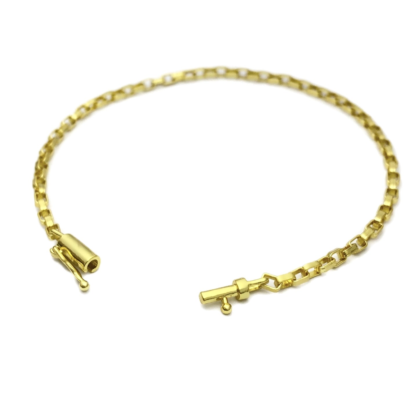 Pulseira Cartier Quadrada (Cubinho) 2,8mm (Fecho Canhão) (Banho Ouro 24k)