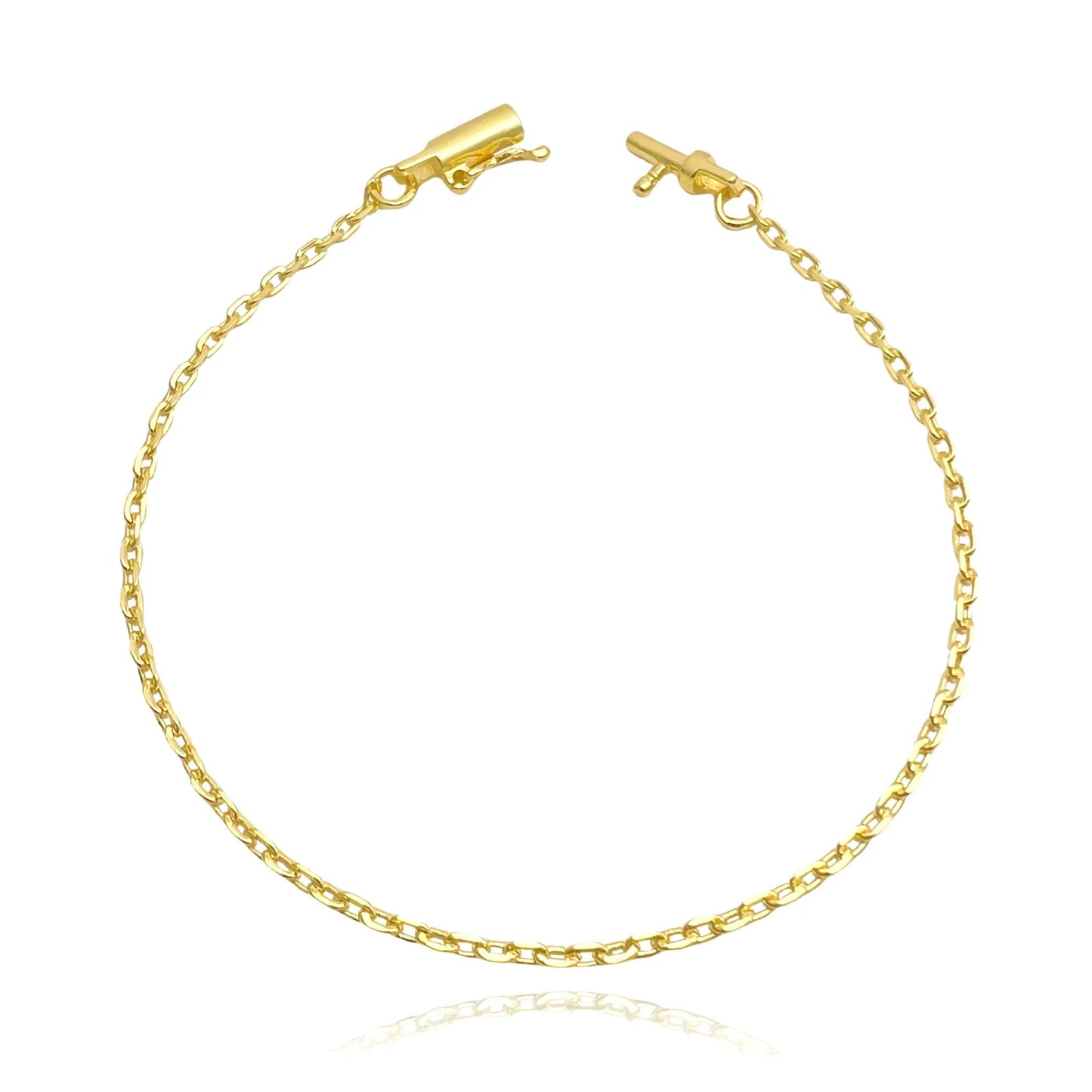 Pulseira Cadeado 2mm (Fecho Canhão) (Banho Ouro 24k)