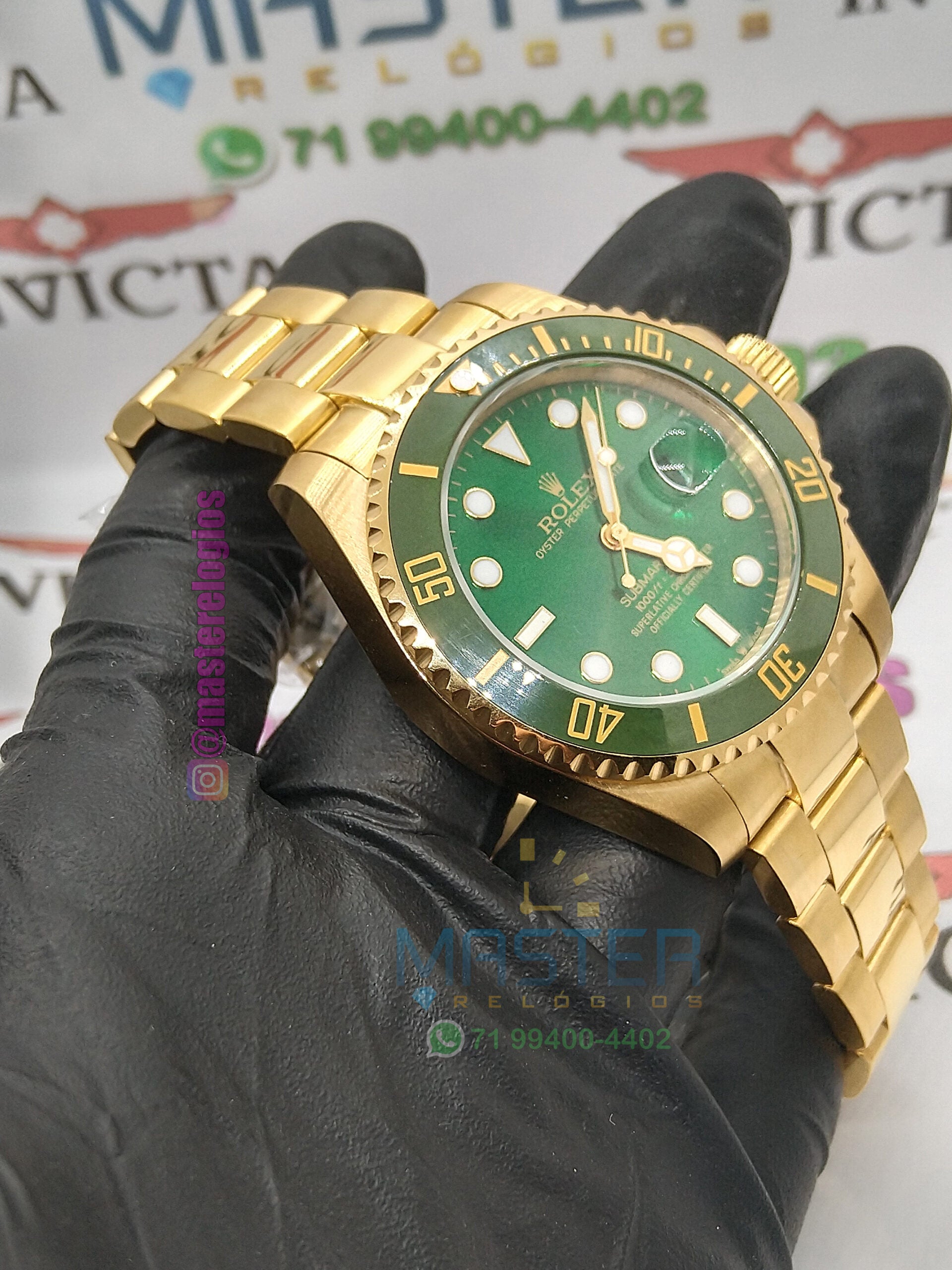 Rollex Submariner Hulk Dourado com verde 44mm – MasterRelogios