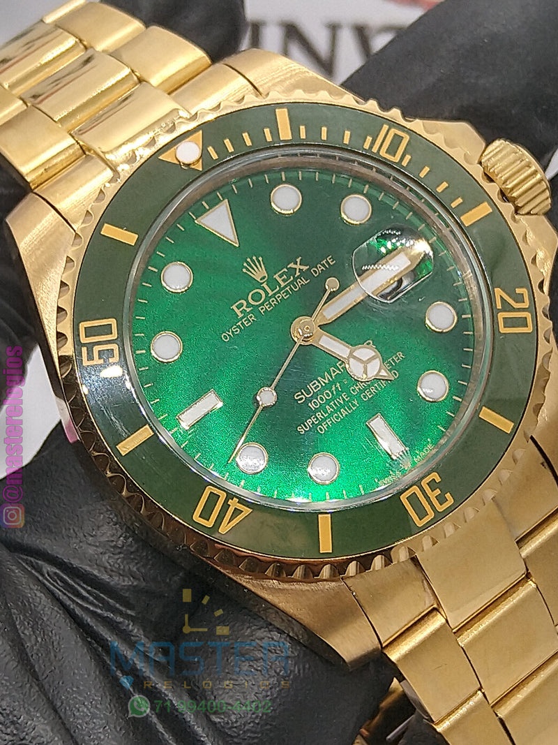 Rollex Submariner Hulk Dourado com verde 44mm