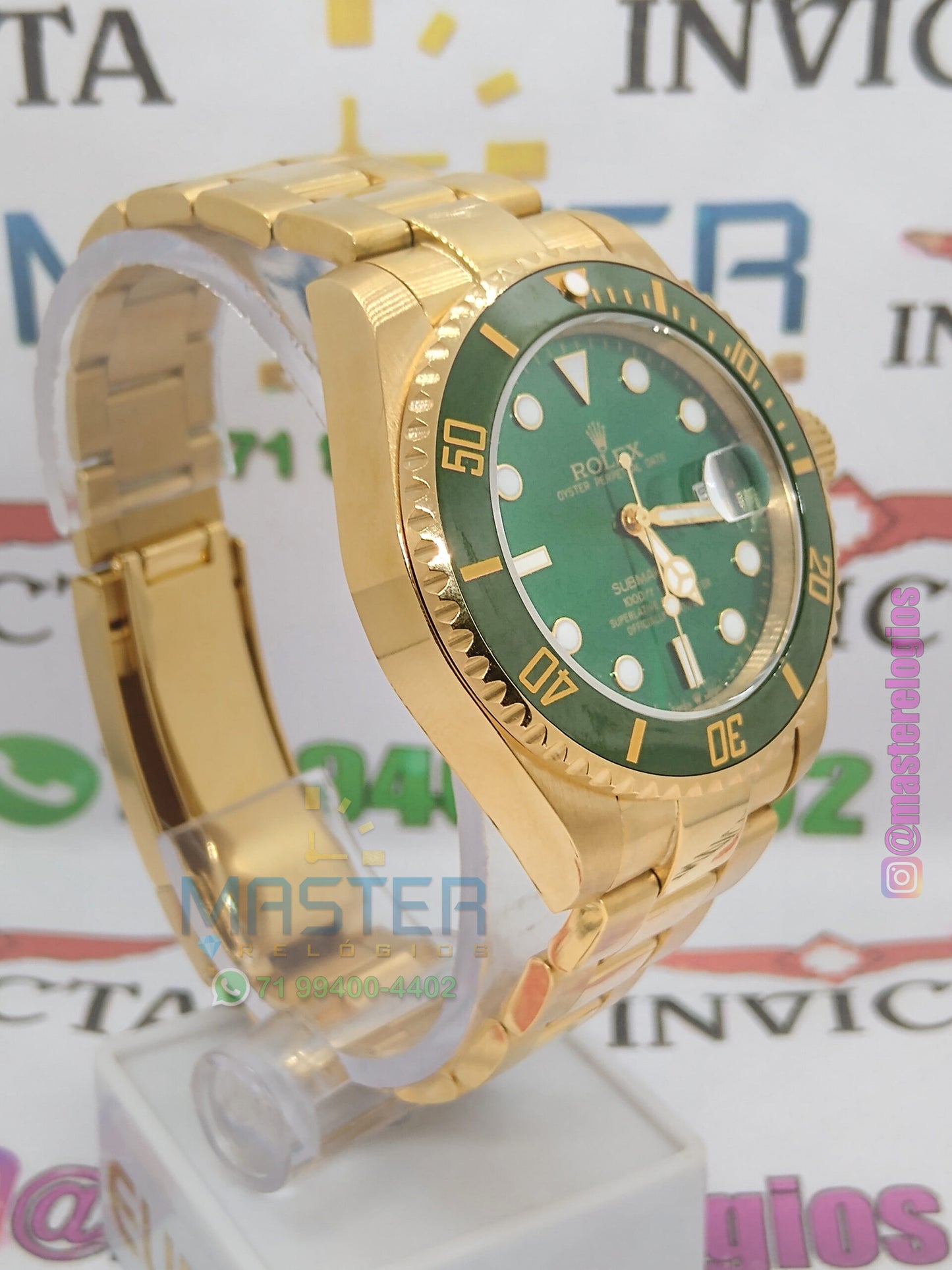 Rollex Submariner Hulk Dourado com verde 44mm