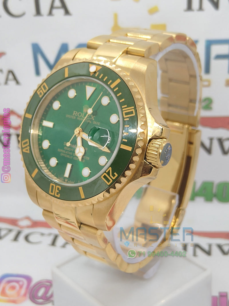 Rollex Submariner Hulk Dourado com verde 44mm